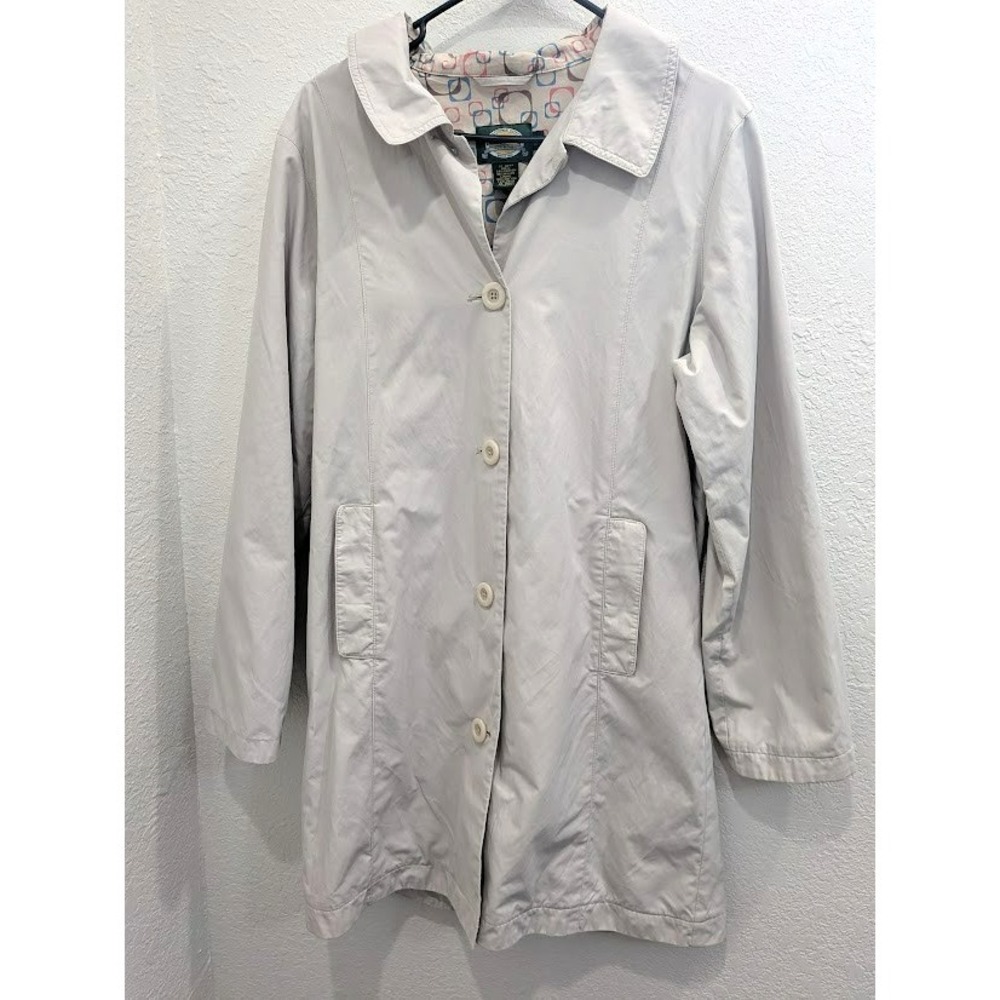 Vintage VGC Cabela's Woman Trench Coat Raincoat Tan Mod Lining Size M REG Y2K - Picture 2 of 3